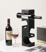 Modern Geometric Metal Wine Glass Holder – Decorative Desktop Wine Rack Stand (Gold & Black, 45×15 cm) - Image 2