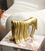 Nordic Abstract Horse Resin Sculpture – Modern Decorative Animal Figurine (White, Black & Gold, 32×25 cm) - Image 2