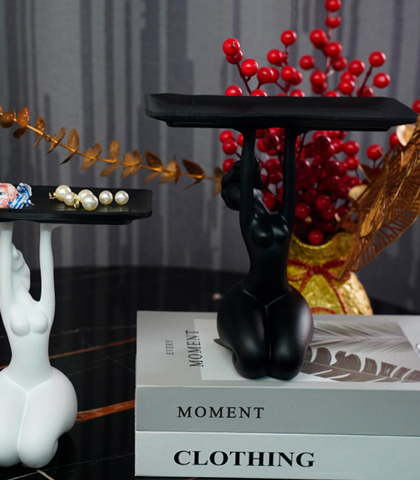 Abstract Woman Statue with Tray