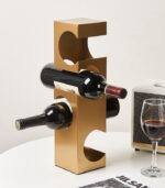 Modern Geometric Metal Wine Glass Holder – Decorative Desktop Wine Rack Stand (Gold & Black, 45×15 cm) - Image 3