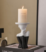 Nordic Style Resin Candle Holder – Modern Decorative Candlelight Ornament (Black & White, 14×8 cm) - Image 3