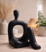 Modern Sitting Human Figurine Statue – Minimalist Decorative Sculpture (17 × 11 cm) – Available in Black & Orange - Image 3