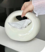 Luxury Handbag Shape Ceramic Tissue Box – Decorative Tissue Holder – Available in Black, White & Red - Image 4