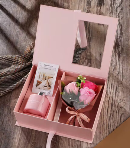 Romantic Floral Reed Diffuser Set with Flower Bouquet