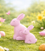 3D Standing Rabbit Wooden Decoration Set