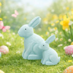 3D Standing Rabbit Wooden Decoration Set