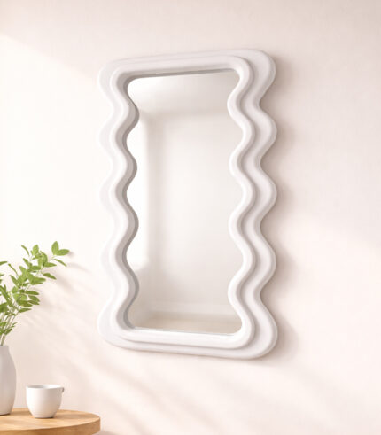 Modern Wall Mirror with White Edge