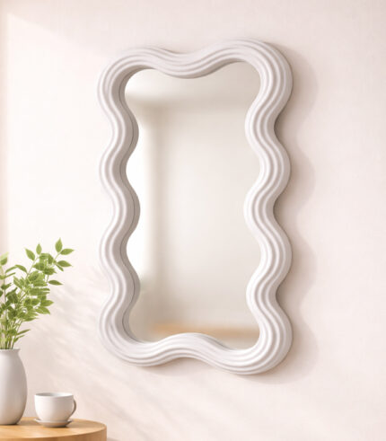Modern Wall Mirror with White Edge