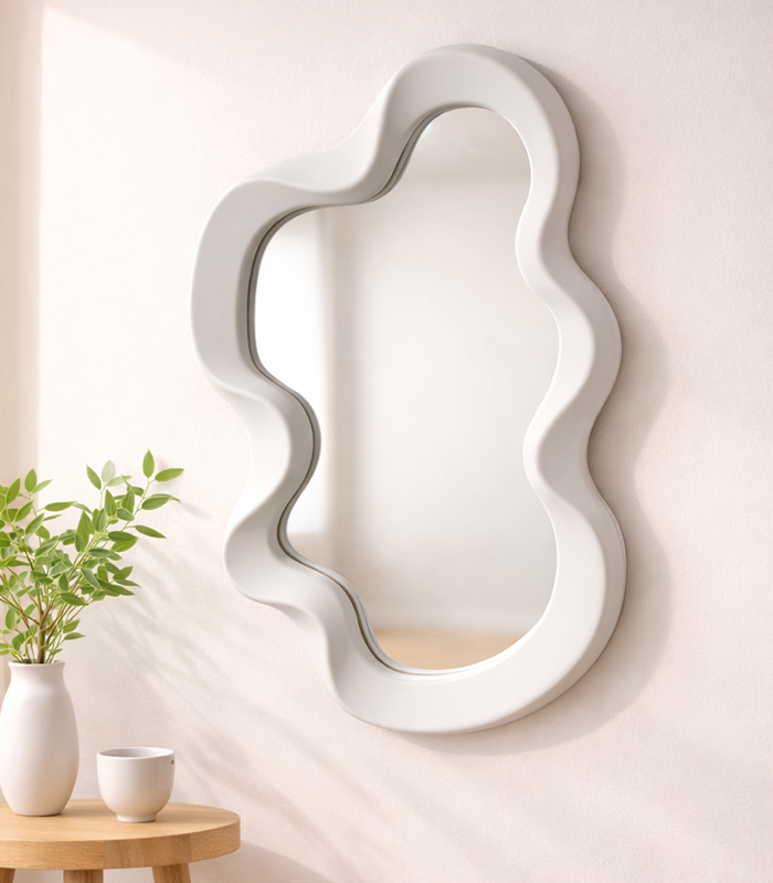 Modern Wall Mirror with White Edge Modern Wall Mirror with White Edge