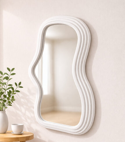 Modern Wall Mirror with White Edge