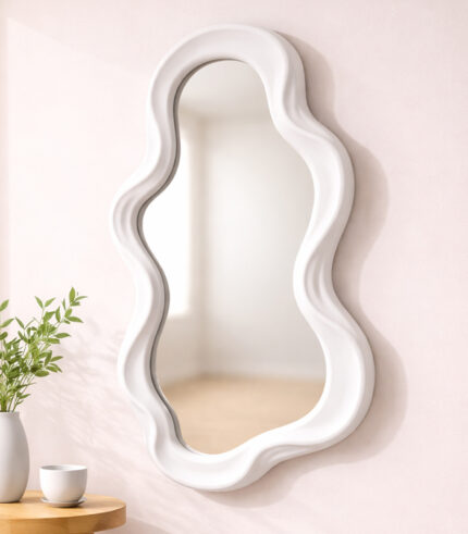 Modern Wall Mirror with White Edge