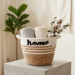 White & Beige Organizing Basket