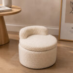 Off-White Storage Pouf Chair