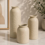 Beige Ceramic Vase Set of 3