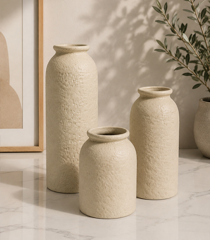 Beige Ceramic Vase Set of 3