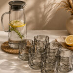 Glass Bottle Set with 6 Glass Cups
