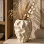 Modern Wavy Beige Ceramic Vase
