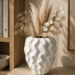 Modern Wavy White Ceramic Vase