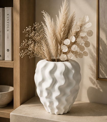 Modern Wavy White Ceramic Vase Modern Wavy White Ceramic Vase