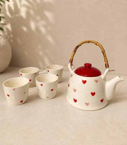 Modern Ceramic Tea Pot Set with 4 Cups