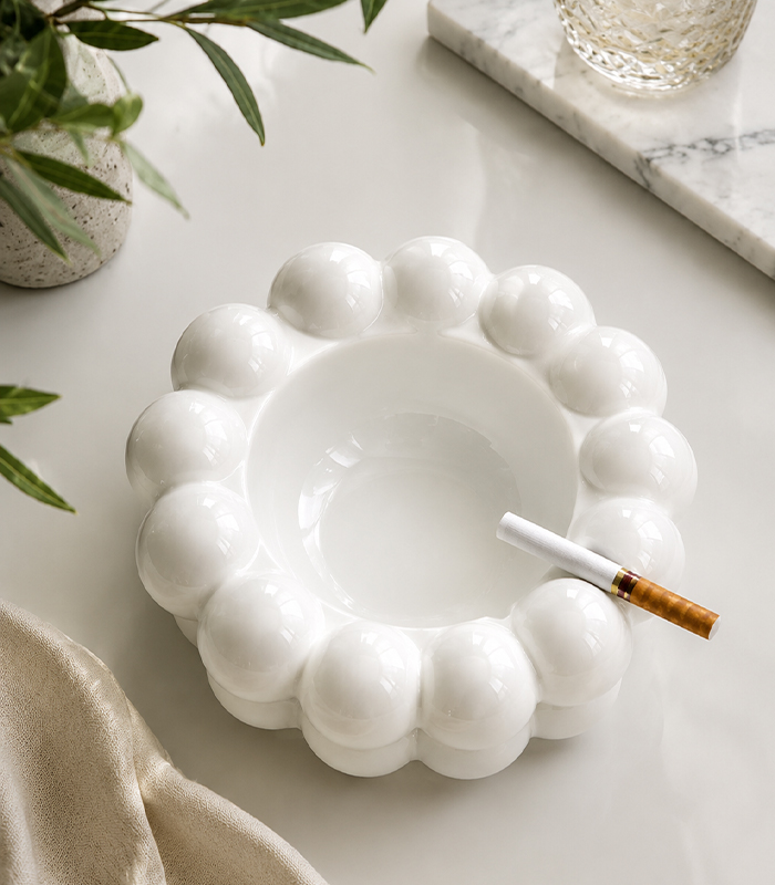 White Ceramic Bubble Ashtray