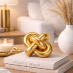 Gold Ceramic Chain Statue