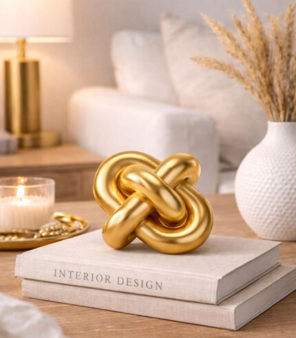 Gold Ceramic Chain Statue