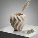 Modern Wavy Beige Ceramic Vase