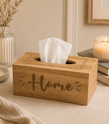 Wooden Tissue Box with “Home” Wooden Tissue Box with “Home”