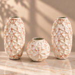 Modern Beige Glass Vases Set of 3