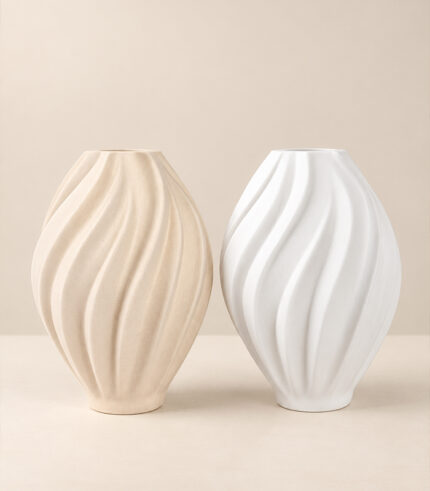 Modern Curved Cube Ceramic Vase