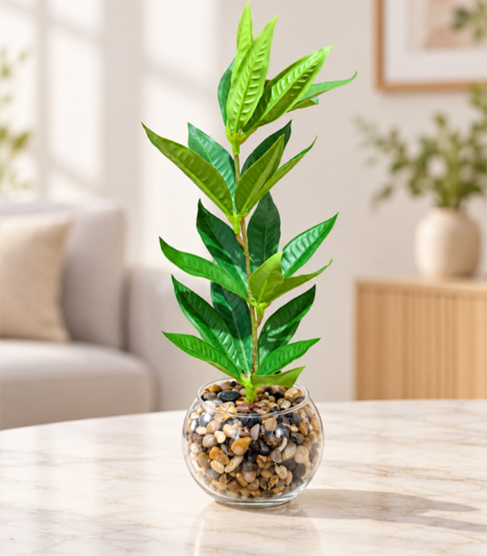 Small Artificial Plant with Glass Pot Small Artificial Plant with Glass Pot