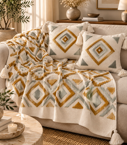 Decorative Blanket Set with 2 Pillow Covers