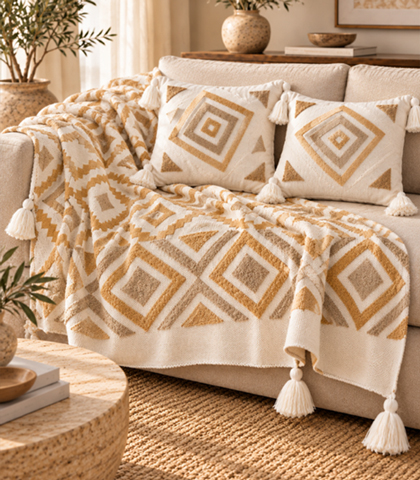 Decorative Blanket Set with 2 Pillow Covers