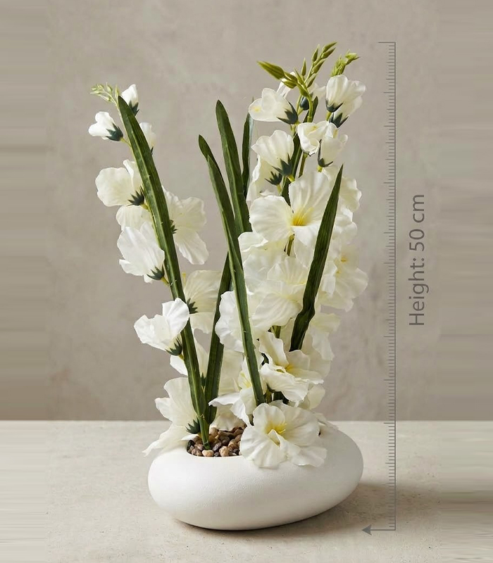 Artificial Orchid Plant with Oval Plastic Pot